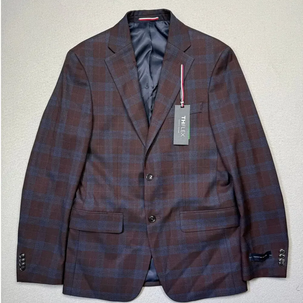 Tommy Hilfiger Men's Modern-Fit plaid Sport Coat - burgundy/blue 36S $295